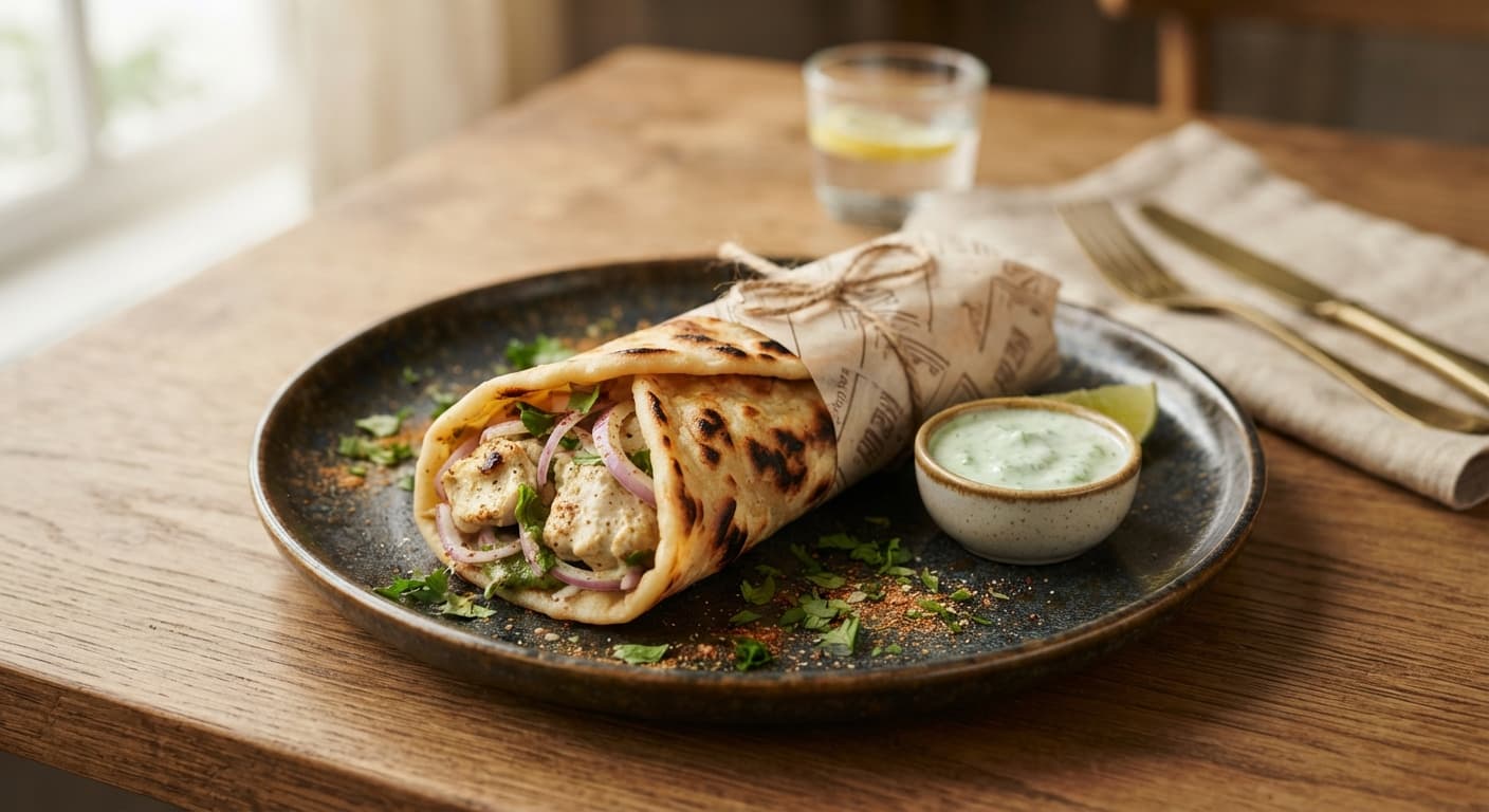 Chicken Malai botti wrap